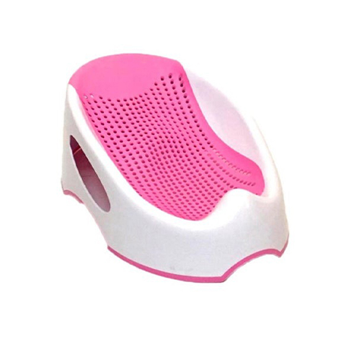 حوض استحمام للأطفال مانع للانزلاق مع مسند رأس مائل باللون الوردي