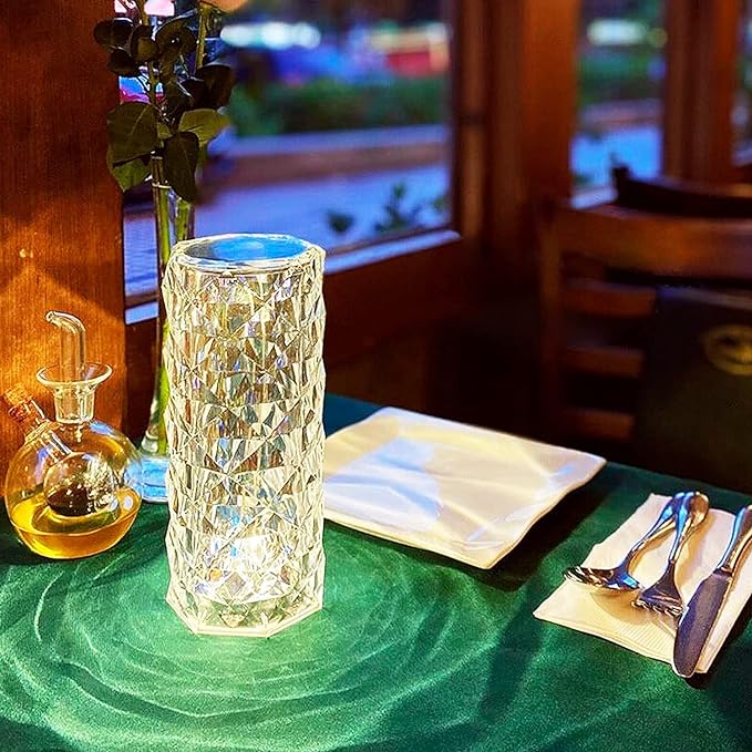 مصباح كريستالي ليلي بتصميم أنيق 16 لونًا متغيرًا قابل لإعادة الشحن ،هدية مثالية لتناسب المنزل (مع جهاز التحكم عن بُعد).