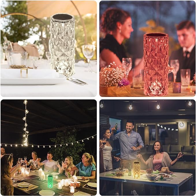 مصباح كريستالي ليلي بتصميم أنيق 16 لونًا متغيرًا قابل لإعادة الشحن ،هدية مثالية لتناسب المنزل (مع جهاز التحكم عن بُعد).